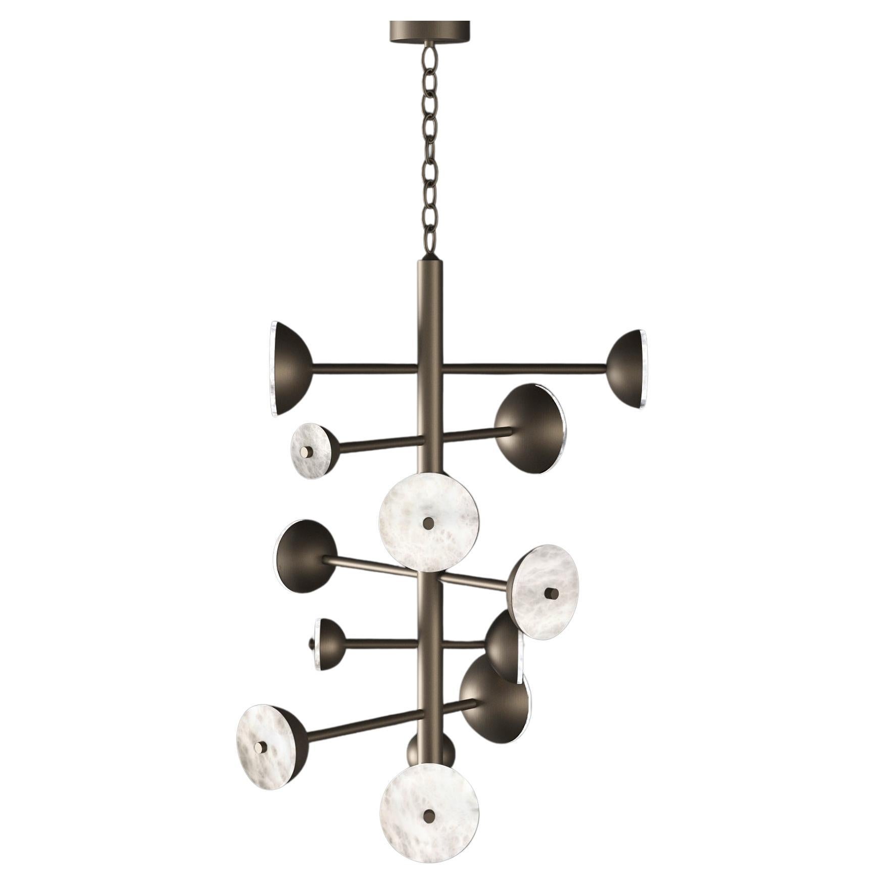 Teti Brushed Burnished Metal Chandelier by Alabastro Italiano For Sale
