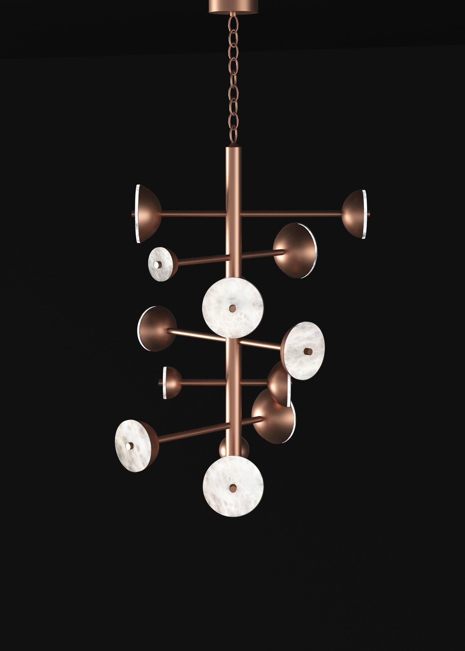 Lampadario in rame Teti di Alabastro Italiano
Dimensioni: P 74,5 x L 77,5 x H 110 cm.
Materiali: Alabastro bianco e rame.

Disponibile in diverse finiture: Argento lucido, Bronzo, Ottone spazzolato, Ruggine di Firenze, Brunito spazzolato, Oro
