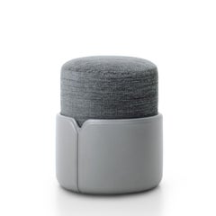 TETI Gray Leather Base pouf