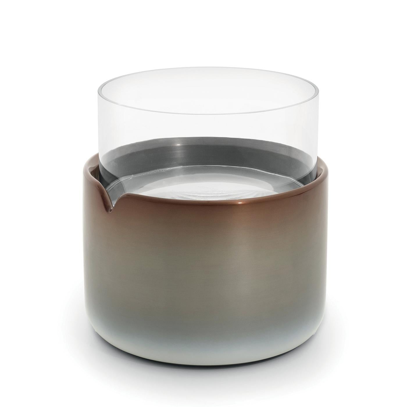Contemporary TETI Round Glass Top and Lacquered Base Side Table For Sale