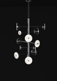Teti Shiny Black Metal Chandelier by Alabastro Italiano