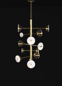 Teti Shiny Gold Metal Chandelier by Alabastro Italiano