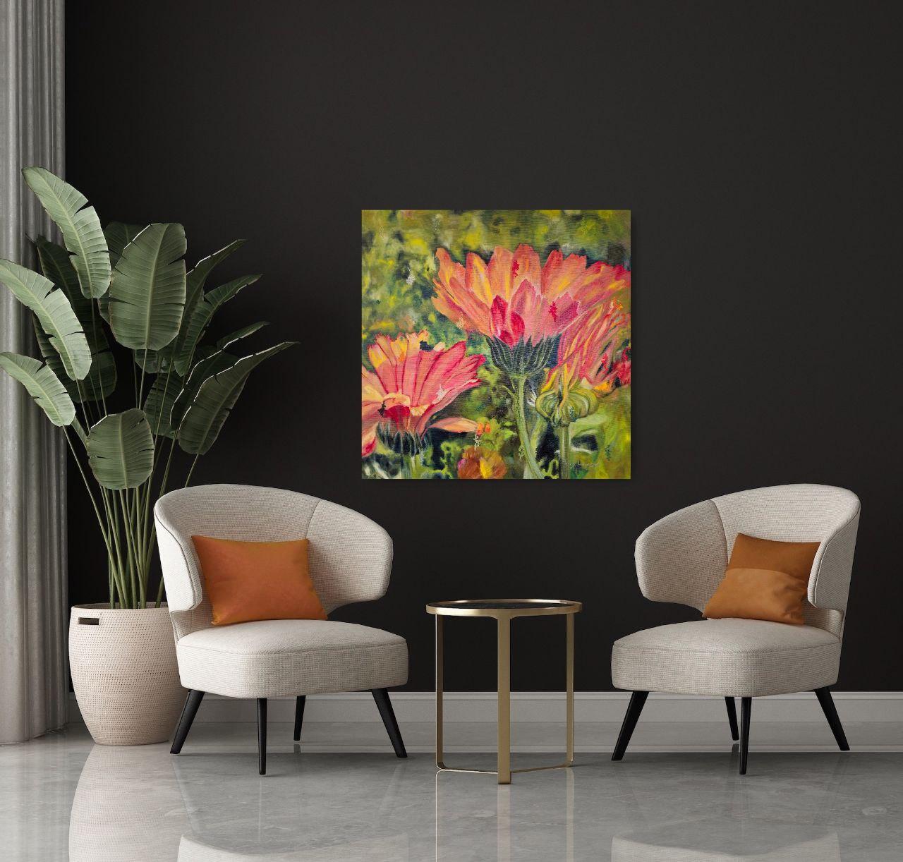 Calendula. Hope in Pixels. - Painting di Tetiana Adamovich