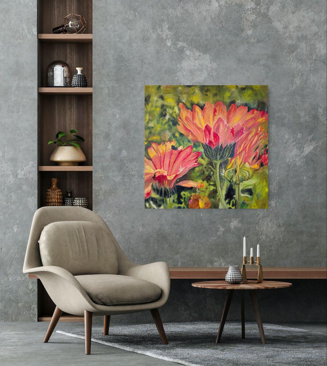 Calendula. Hope in Pixels. - Still-Life Painting Marrone di Tetiana Adamovich