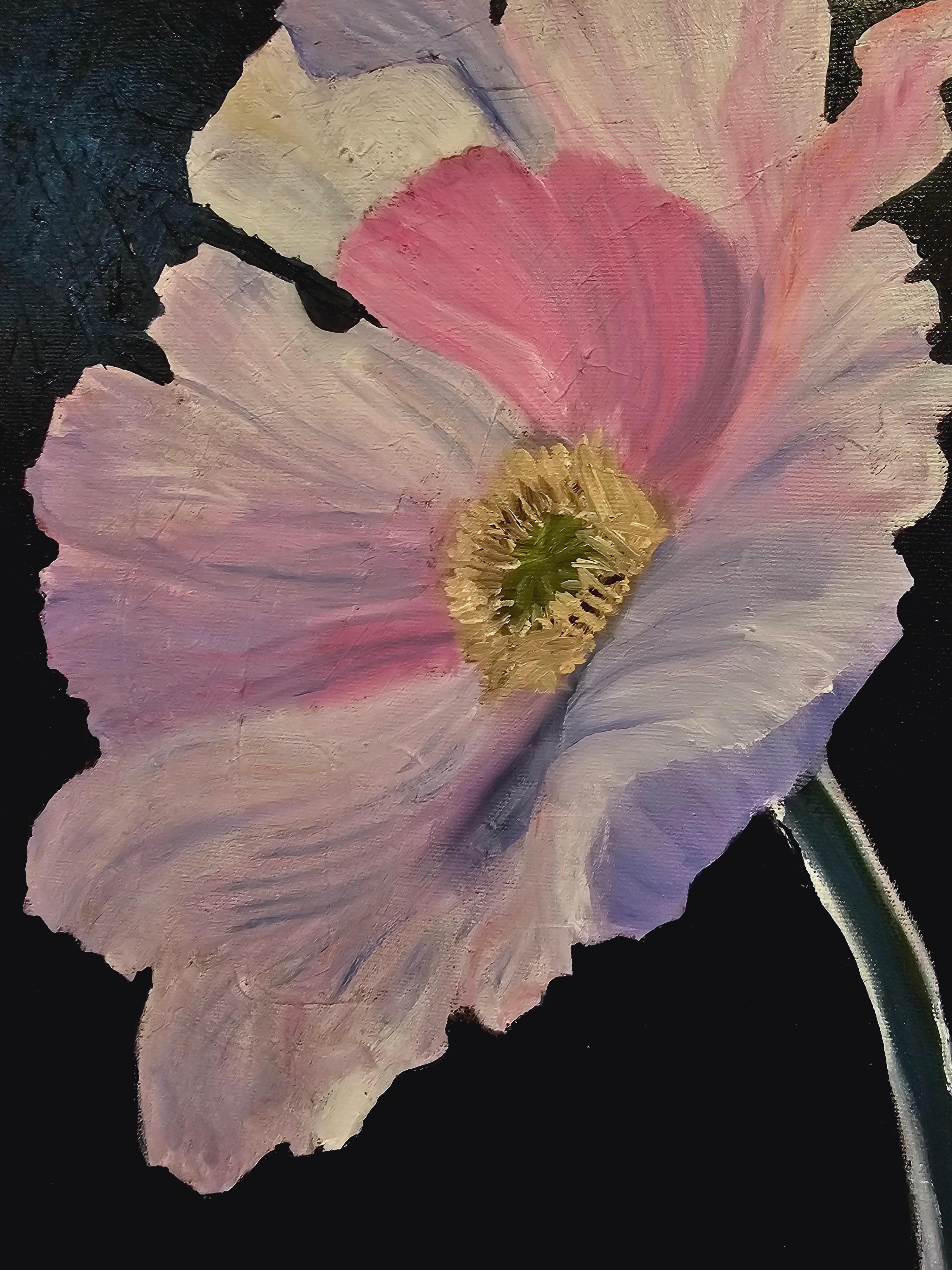 Blumen der Hoffnung (Schwarz), Abstract Painting, von Tetiana Adamovich