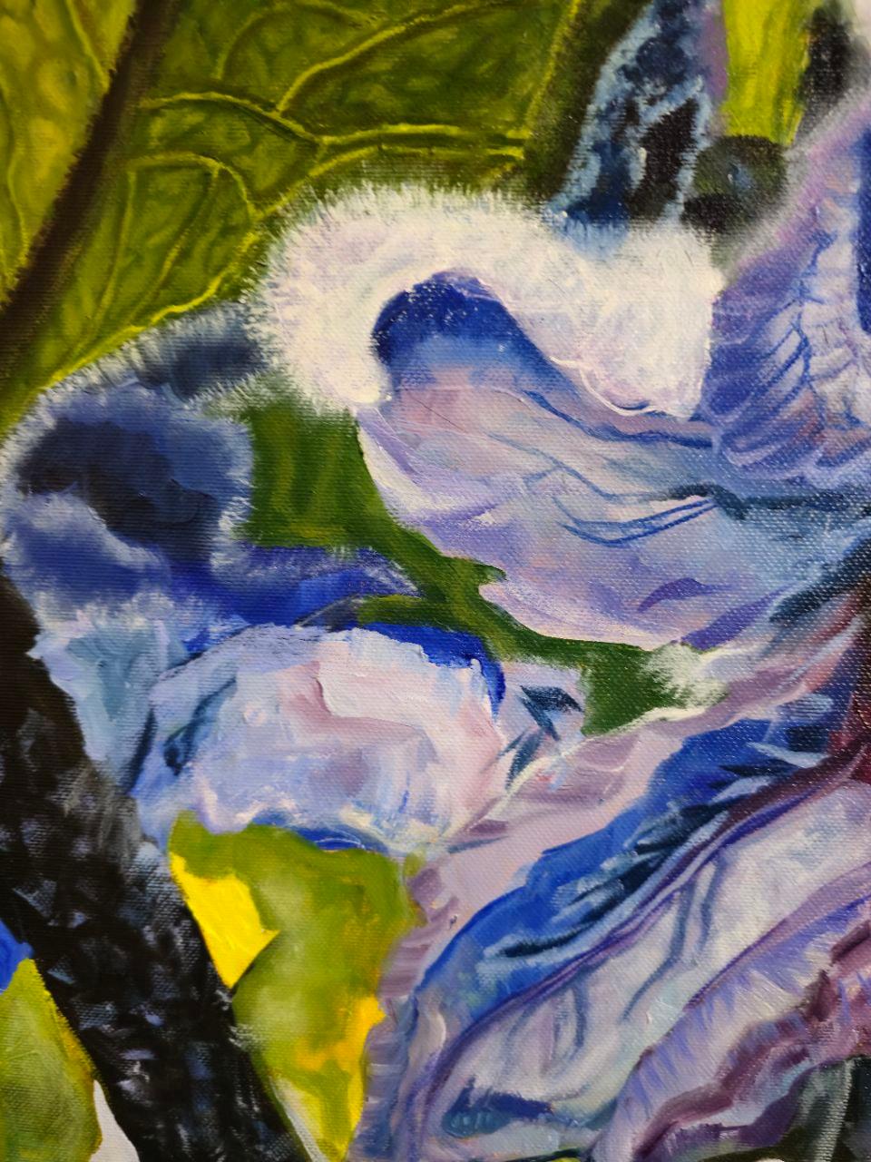 This painting reveals the image of a flower as a silent guardian of life and cultural heritage. Its petals, reminiscent of delicate artifacts, catch the light, reminding us of the priceless gift of plants that have nourished humanity for thousands