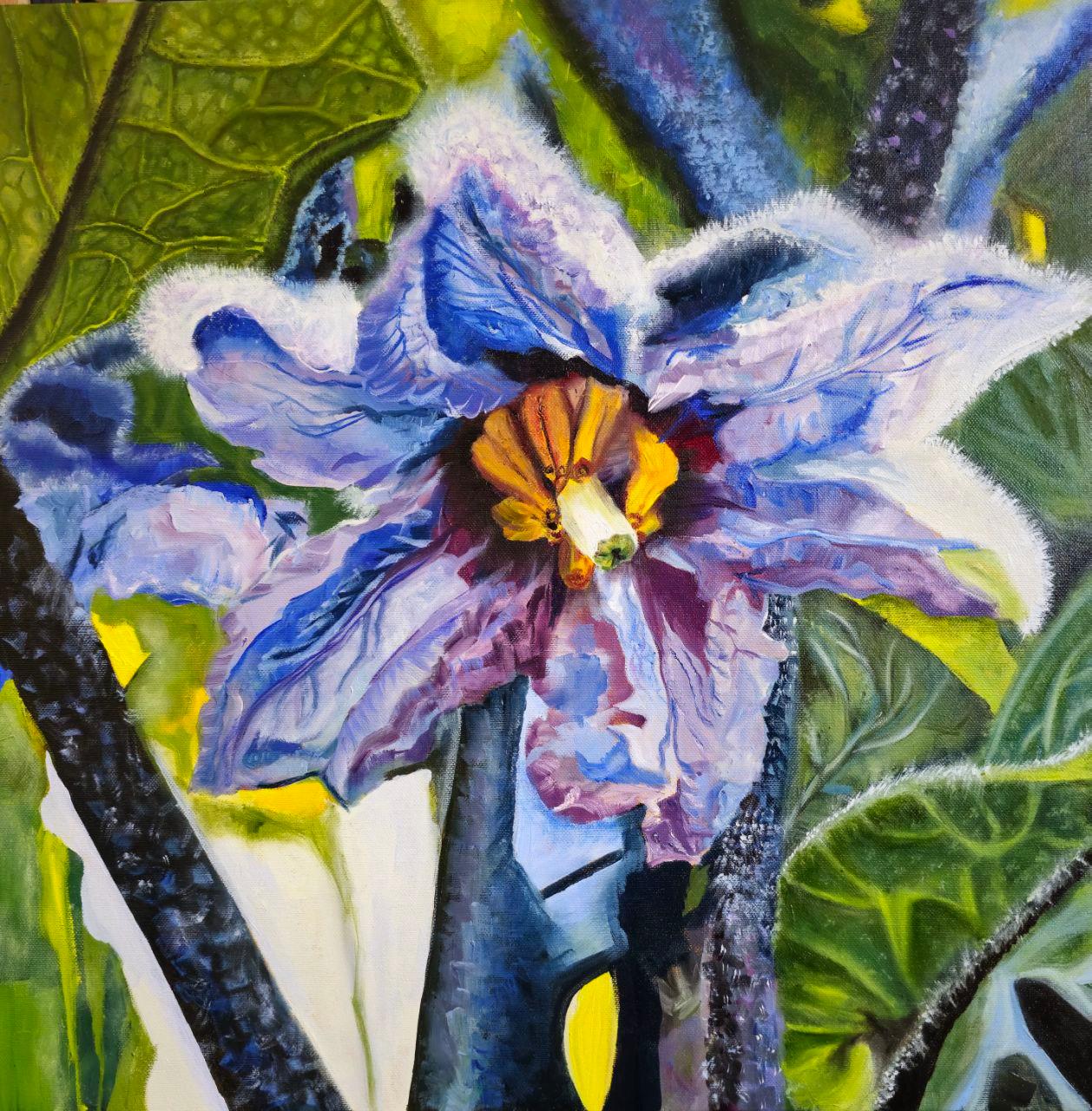 Purple Provider.Series of paintings  plants that feed us. - Mixed Media Art by Tetiana Adamovich
