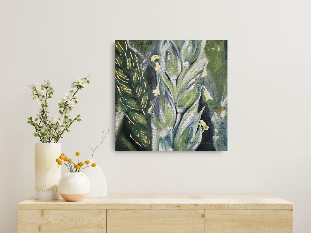 Flor de trigo - Landscape Painting Gris de Tetiana Adamovich