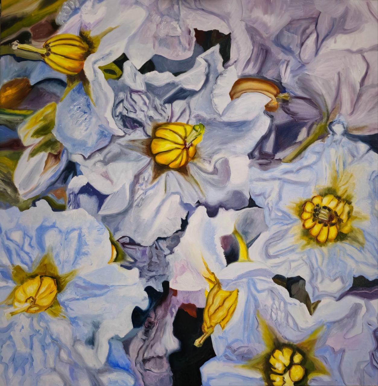 Tetiana Adamovich Landscape Painting - When the Earth Blossoms with Light
