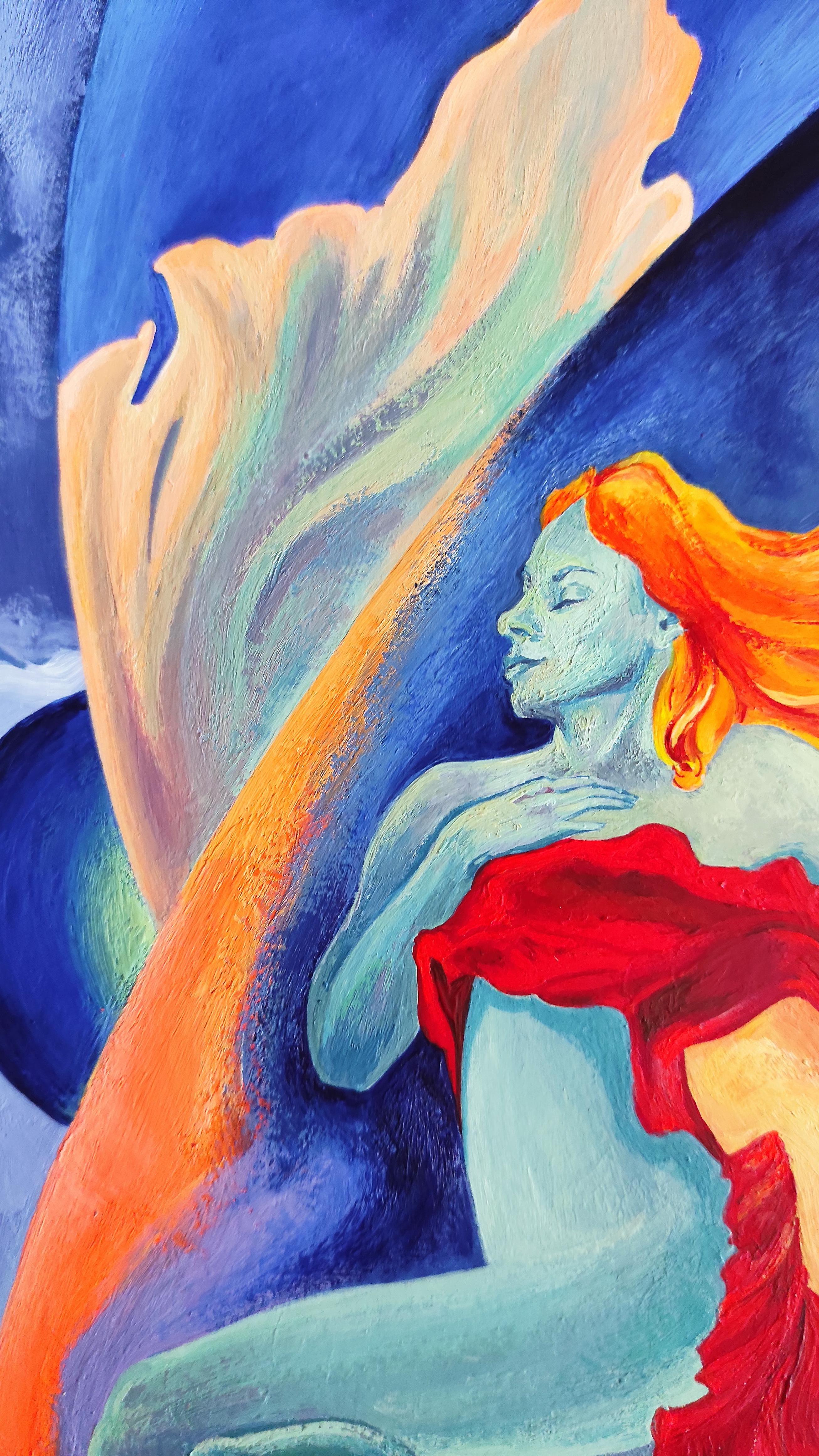 Fantastic woman - Red Abstract Painting by Tetiana Borys