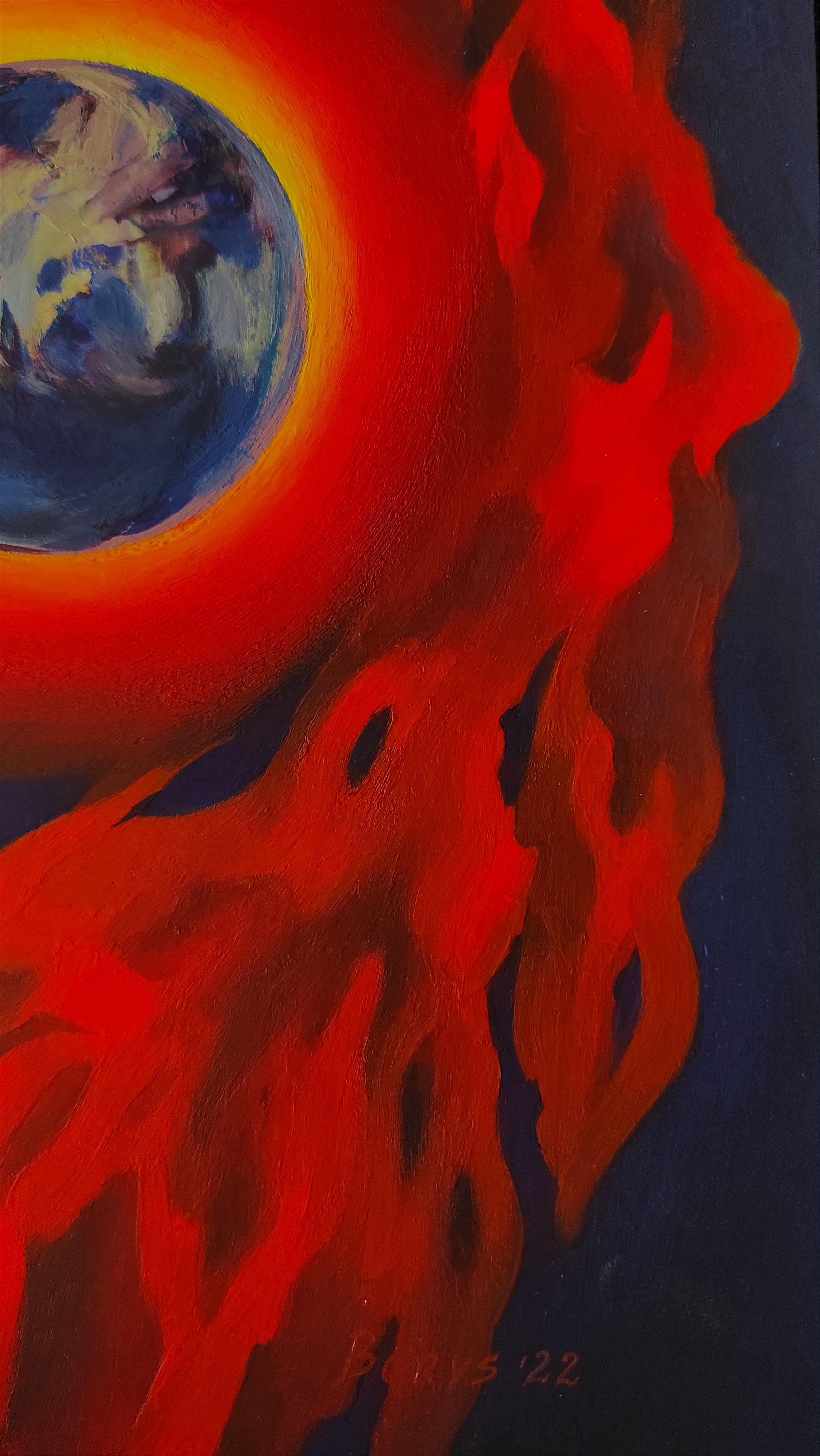 Hot sun - Black Abstract Painting by Tetiana Borys