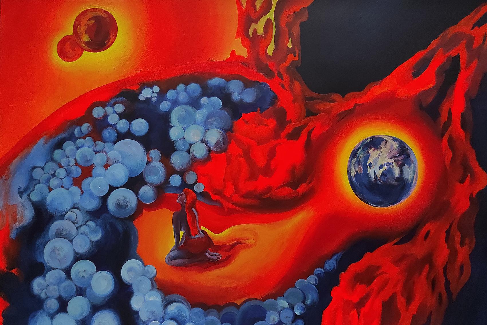 Tetiana Borys Abstract Painting - Hot sun