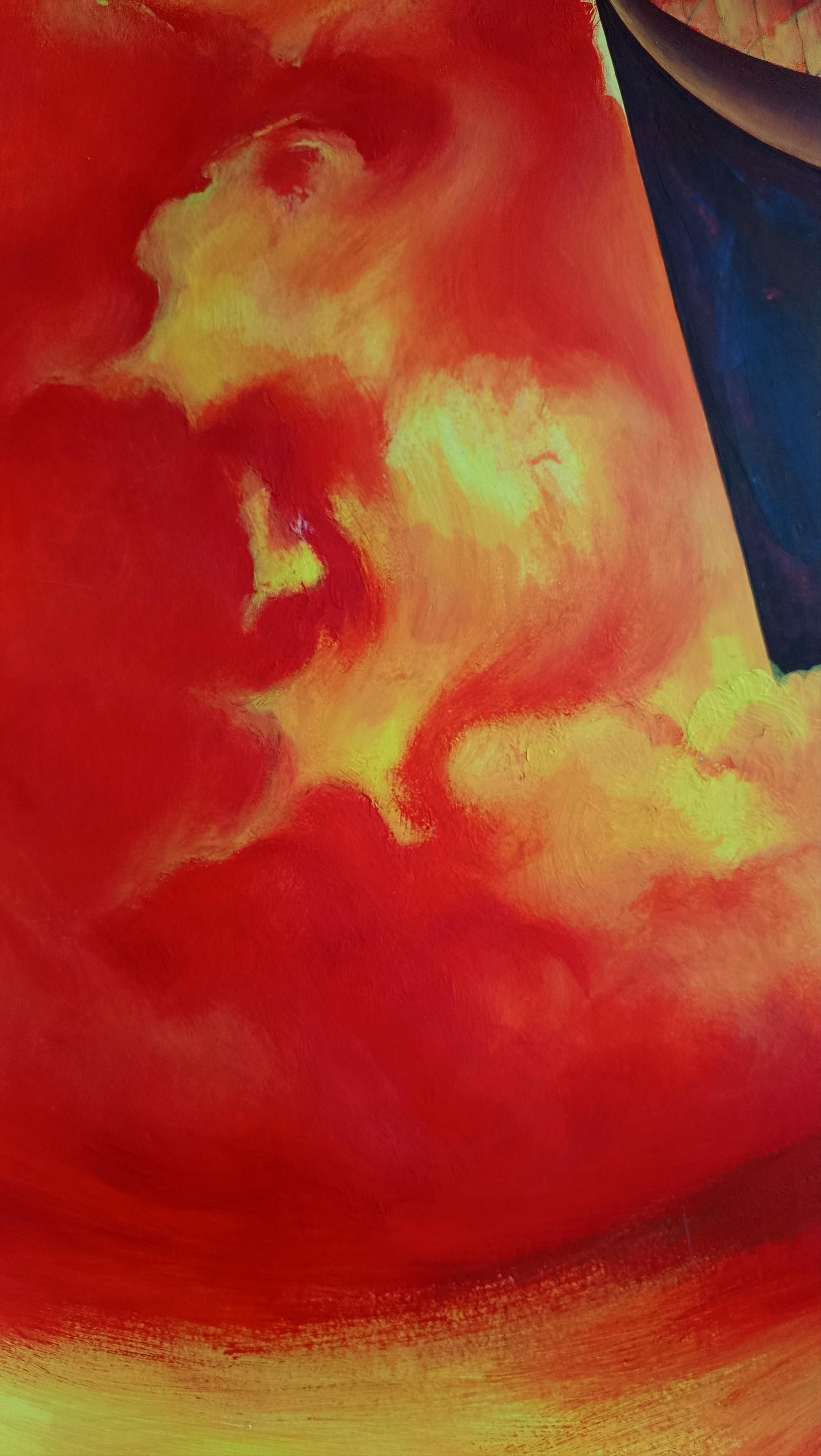 This painting belongs to the series “Who's Next?”. 
In 2023, the painting was part of the “Cosmonia of Senses” exhibition project at the Korsaks Museum of Contemporary Ukrainian Art in Lutsk, Ukraine. Among the 300 artists featured was my painting