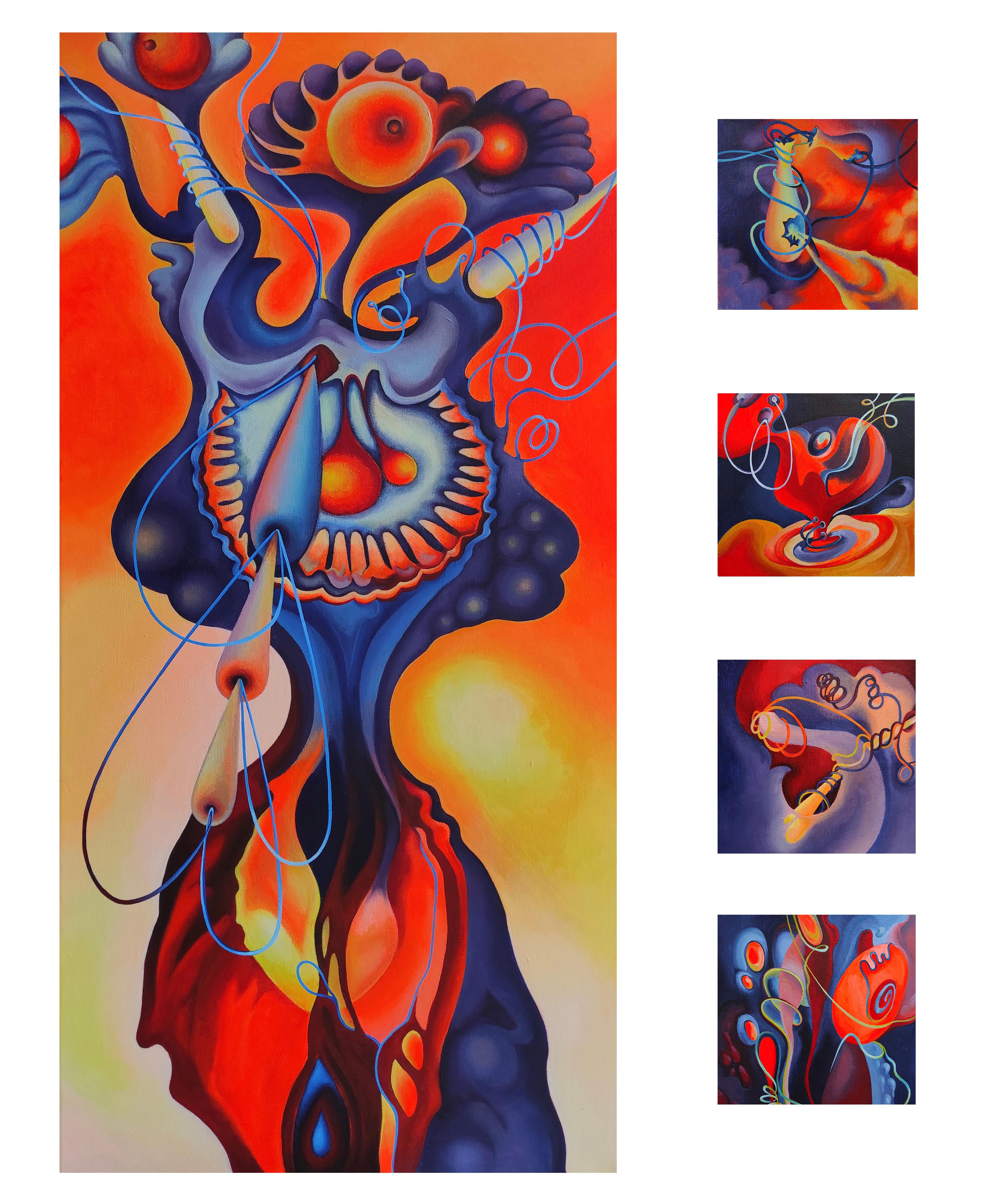 Virtual insemination (Fusion - big painting, Embryo, Flower, Path, Capsule)