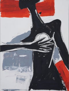 "Abuse" Pittura acrilica su carta 24" x 18" pollici di Tetiana Kalivoshko