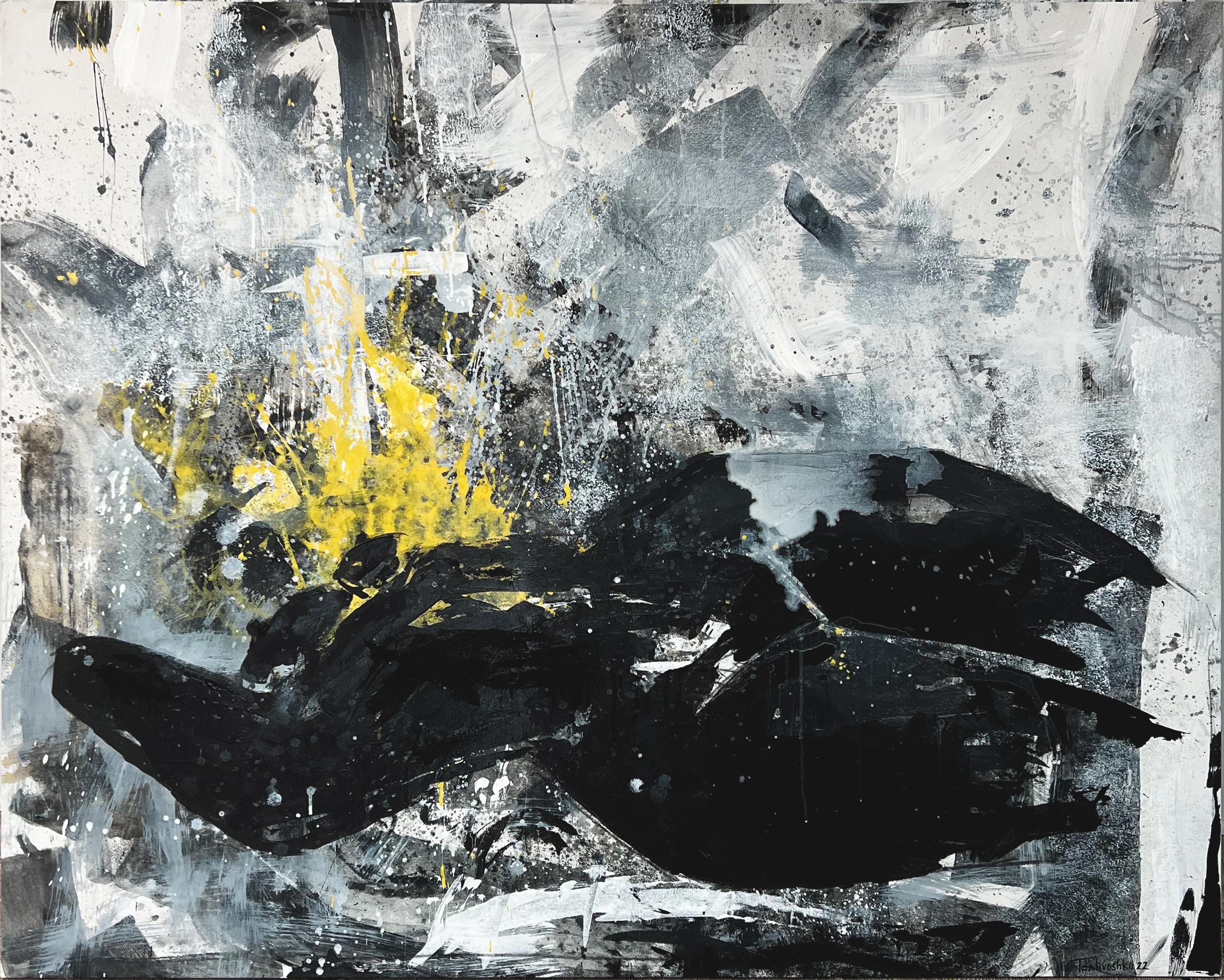 "Resiliance" Abstract Painting 50" x 63" inch by Tetiana Kalivoshko