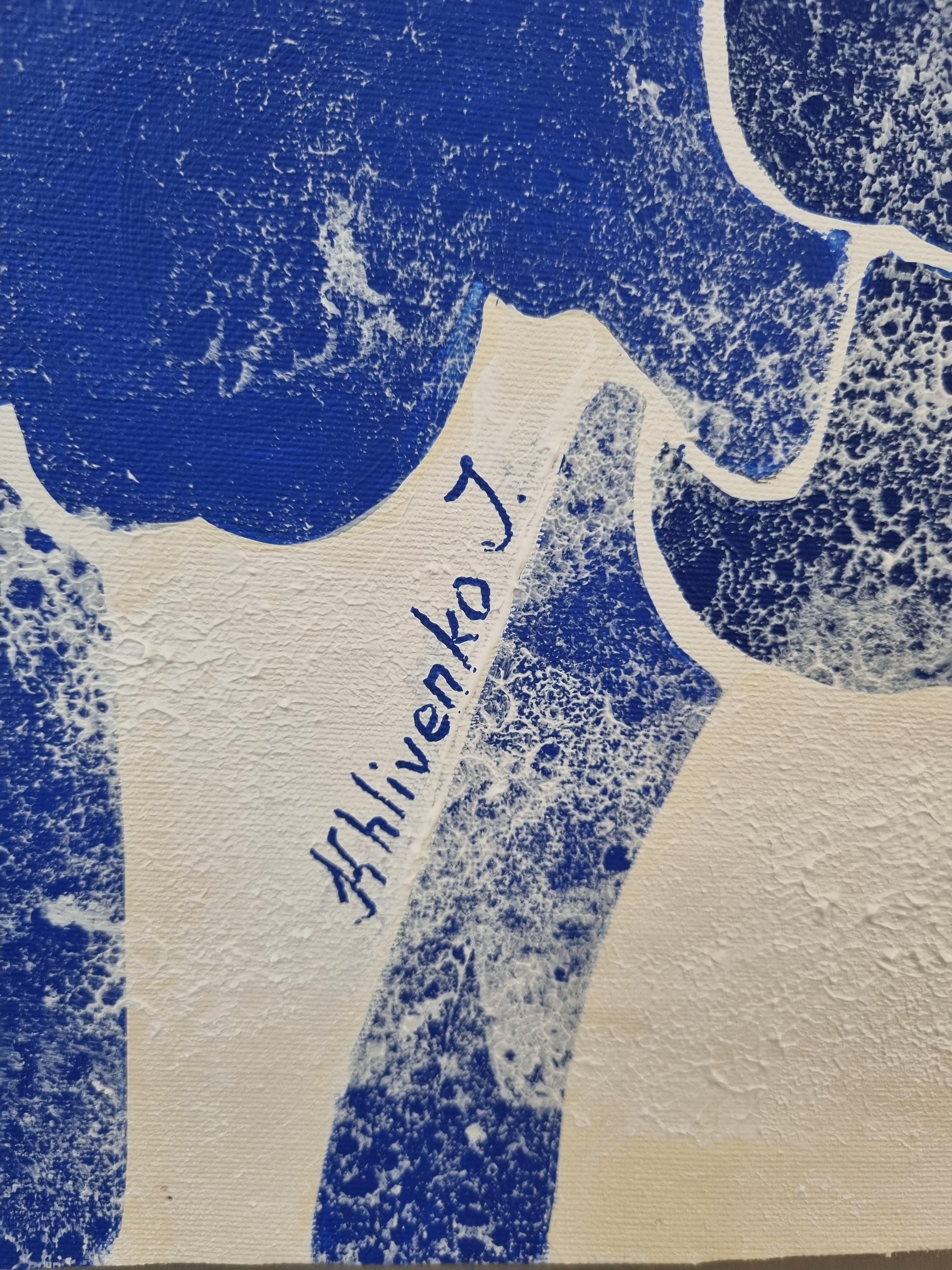 La branche de figuier bleu n'est pas seulement une plante, mais un signe. Symbole de sagesse et de vie éternelle dans les anciennes cultures méditerranéennes, il est ici transformé par des couleurs empruntées à Matisse, devenant une icône du