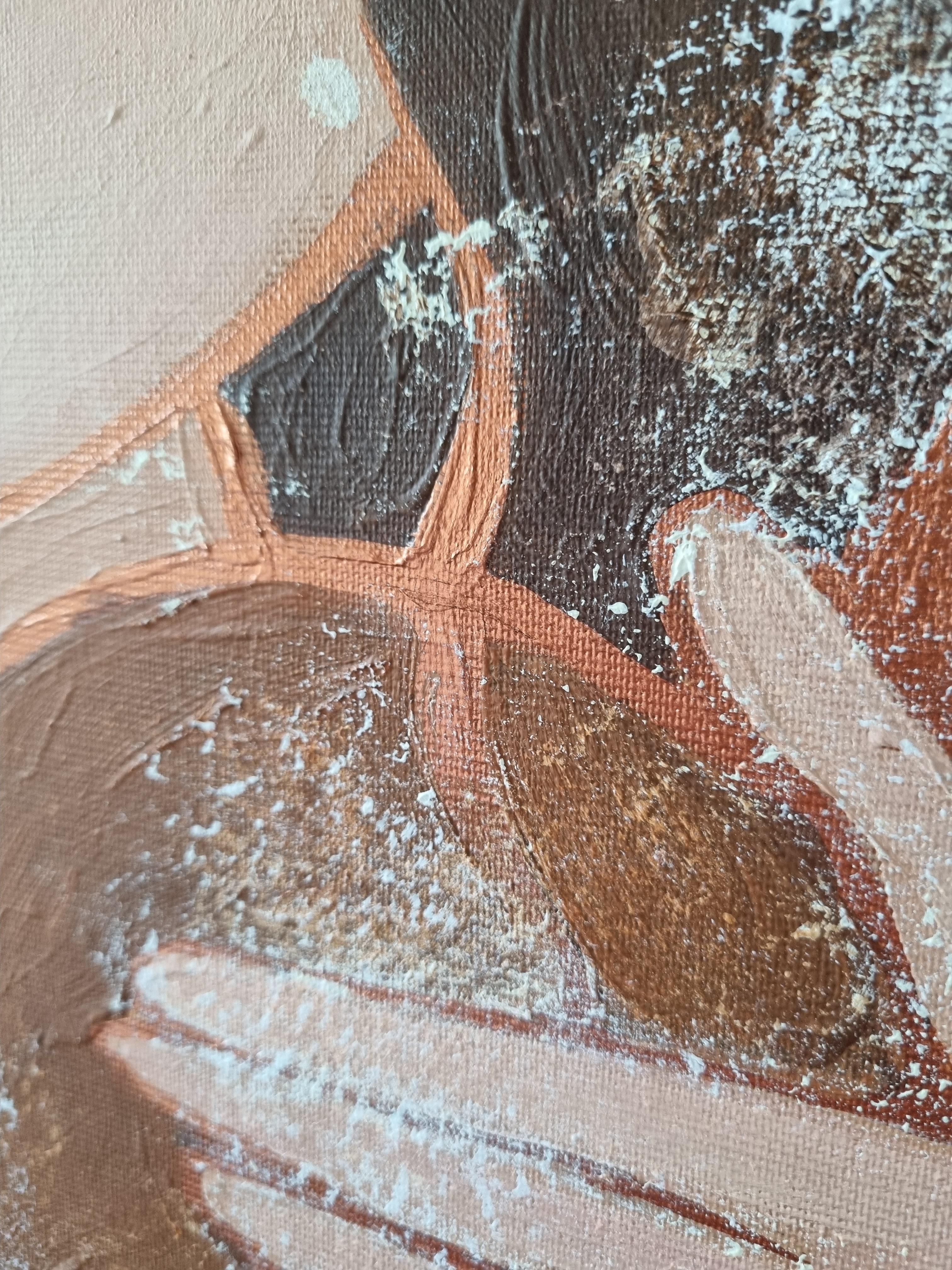 Mein geliebtes Mädchen (Grau), Figurative Painting, von Tetiana Khlivenko