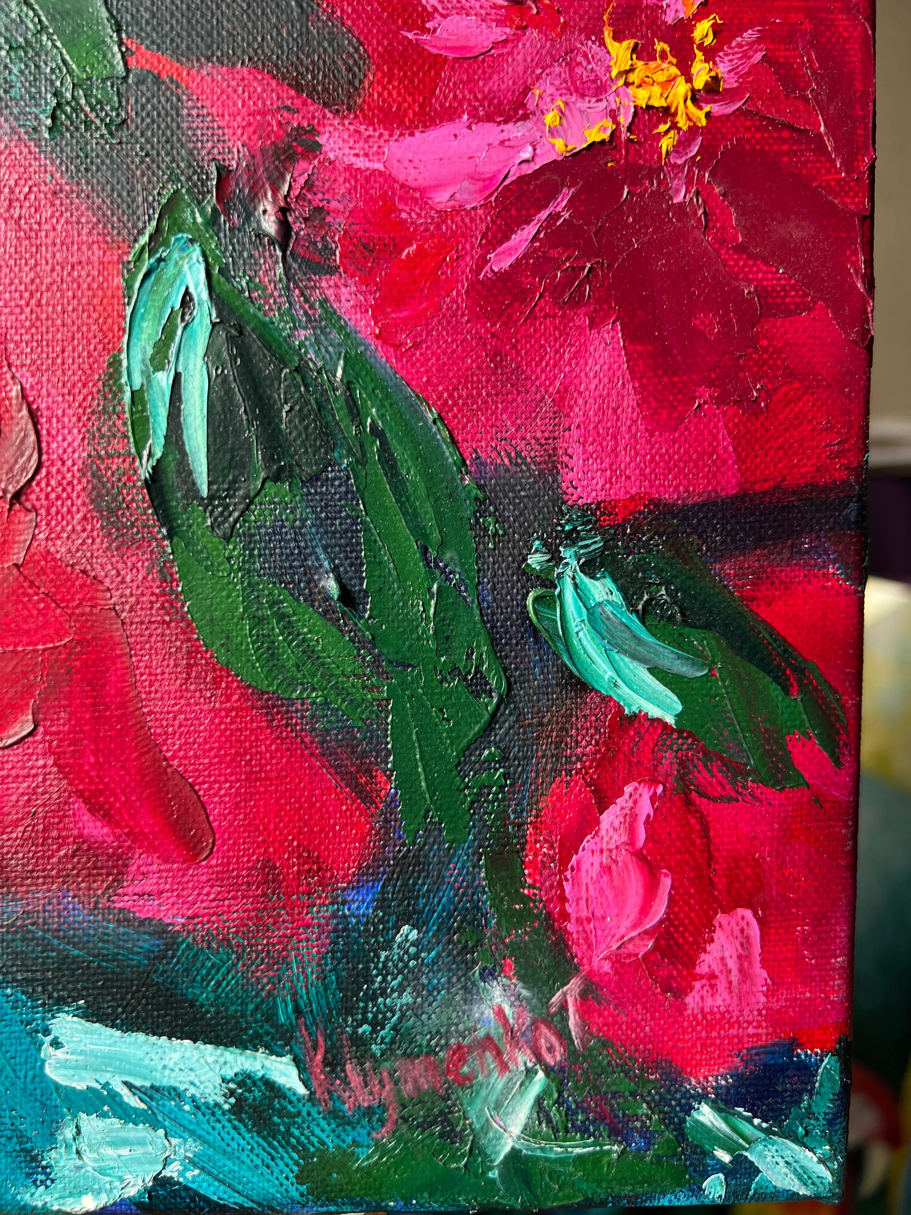 Crimson Roses.  Original painting - Impressionist Painting by Tetiana Klymenko