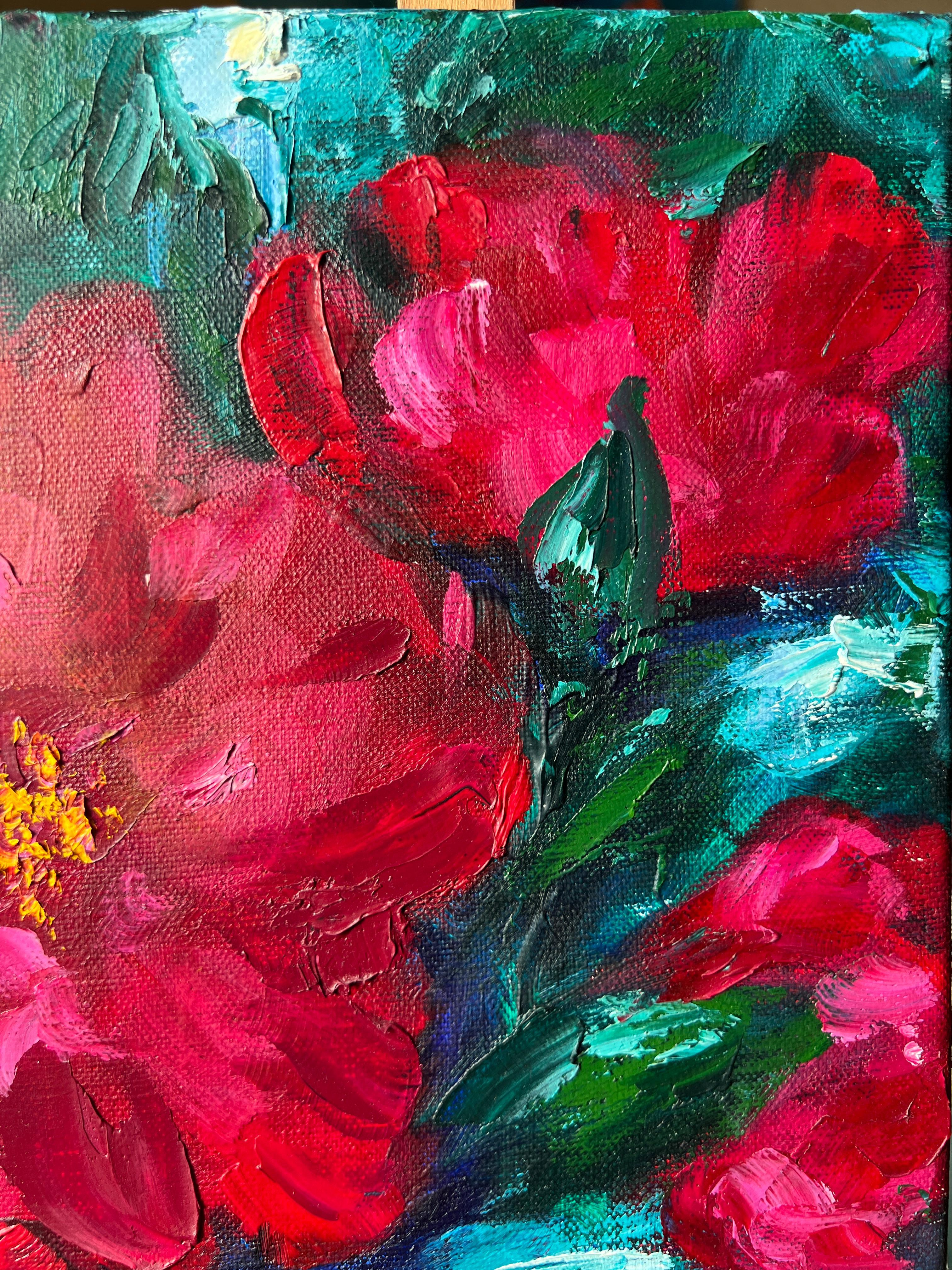 Crimson Roses.  Original painting For Sale 1