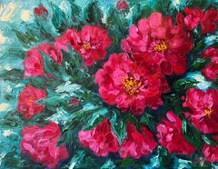 Rosas Carmesí.  Pintura original