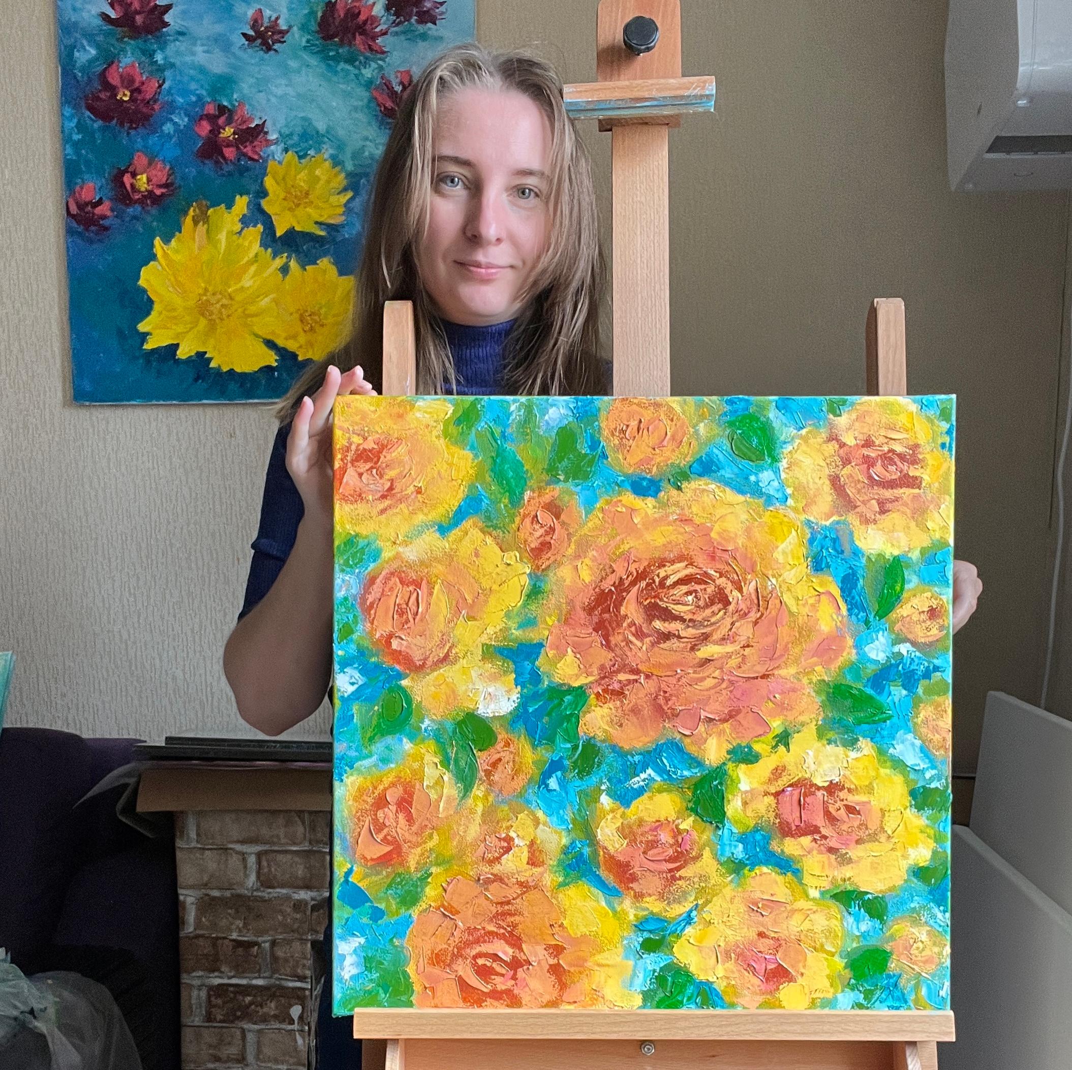 Yellow Roses. Original painting For Sale 7