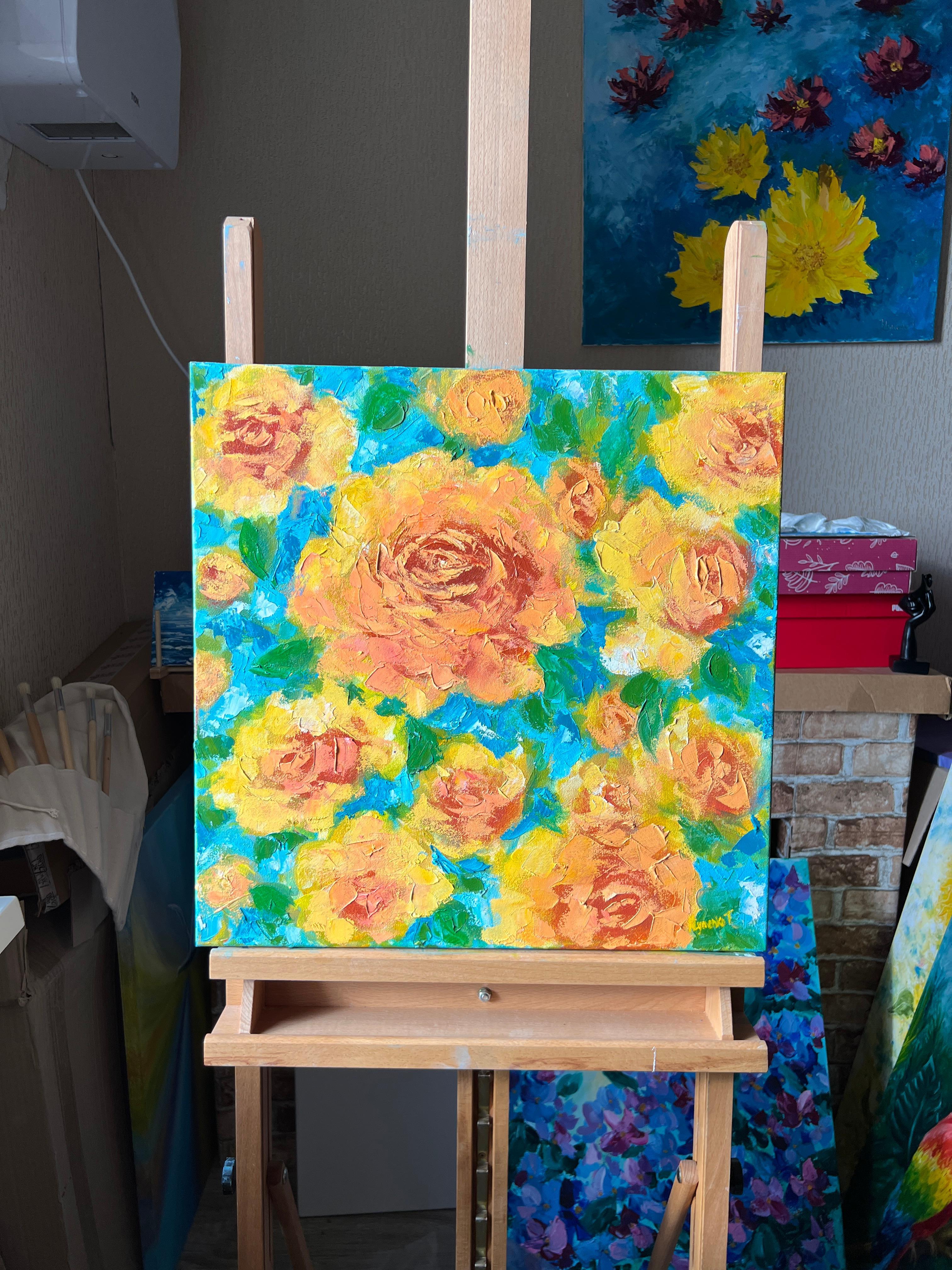Yellow Roses. Original painting - Painting by Tetiana Klymenko