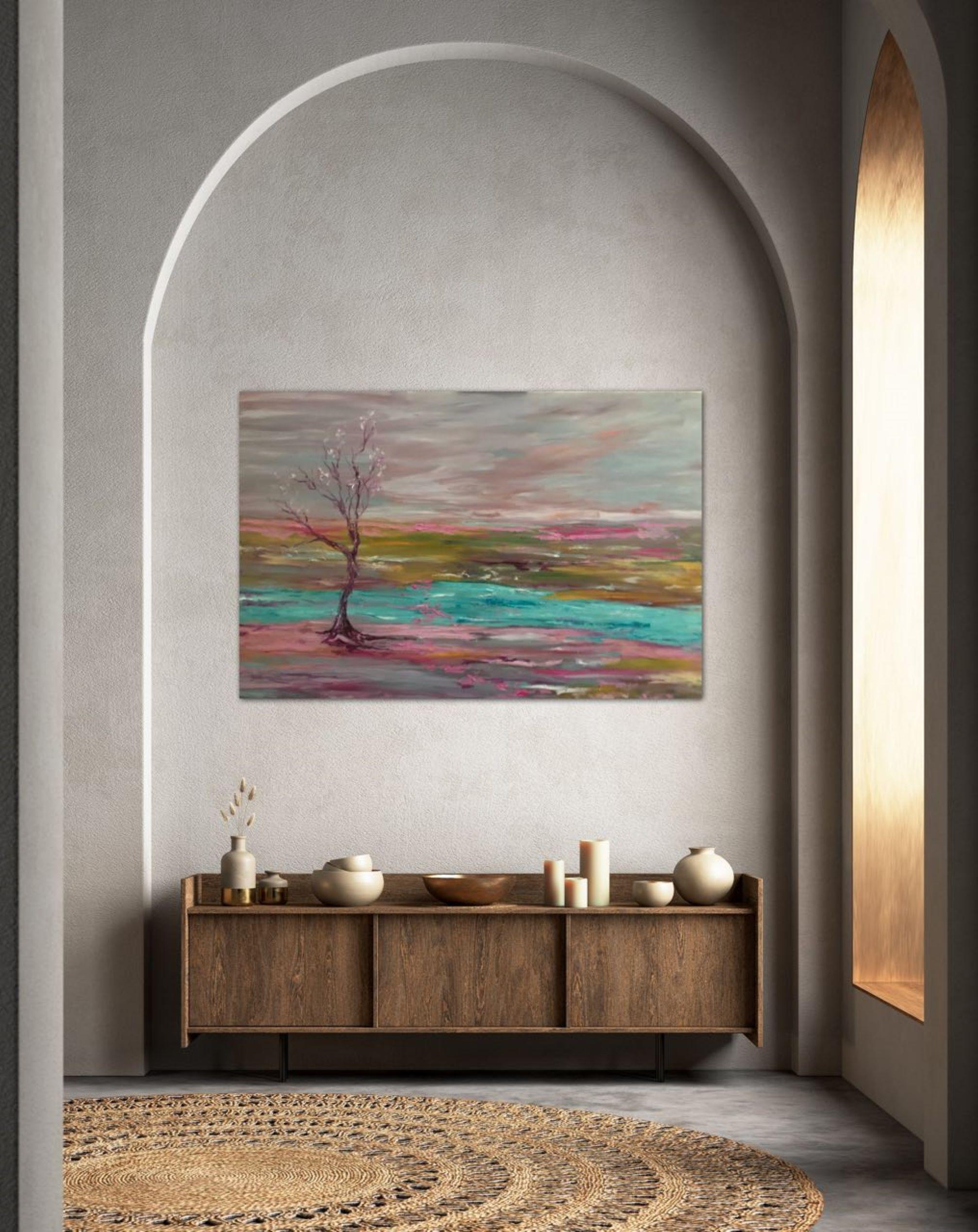 E l'albero fiorisce - Abstract Painting Marrone di Tetiana Pchelnykova