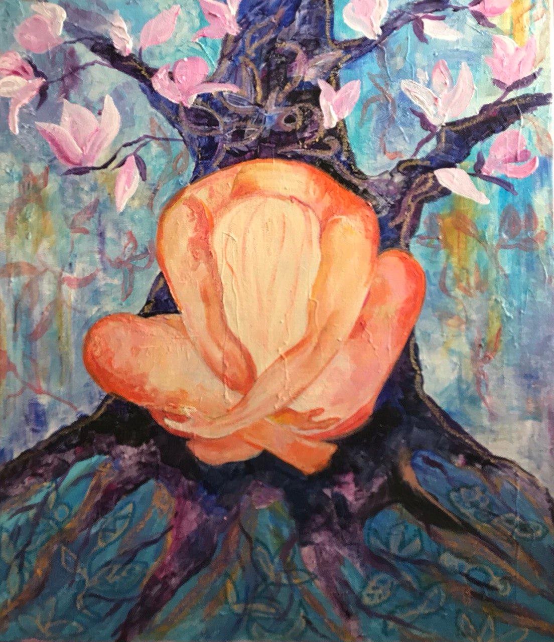 Tetiana Pchelnykova Nude Painting – Die Ewigkeit der Magnolie