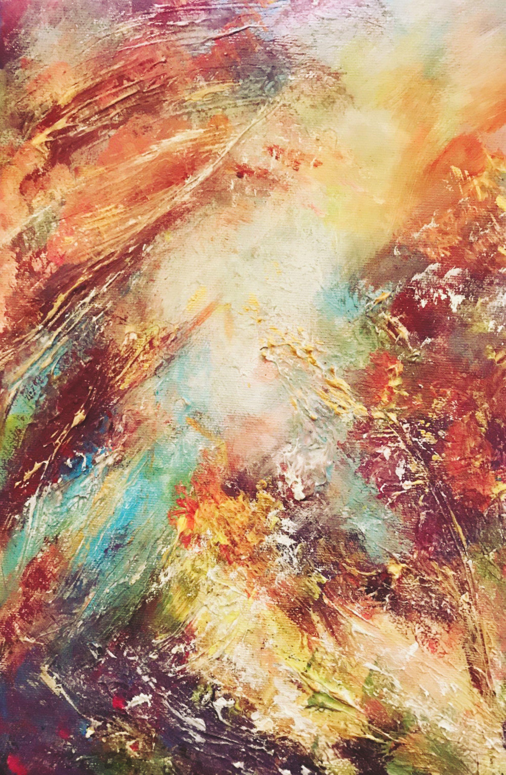 Tetiana Pchelnykova Landscape Painting – Ätherische Essenz - Texturierte Acrylmalerei mit natürlichen Elementen