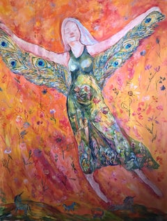 Libre y floreciente - alas de libertad cuadro original de Tetiana Pchelnykova