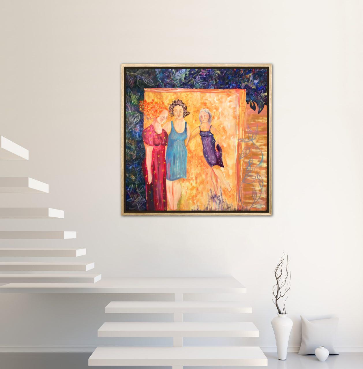 Sisters' Embrace, Happiness Series: Journey to Inner Peace original painting  For Sale 4