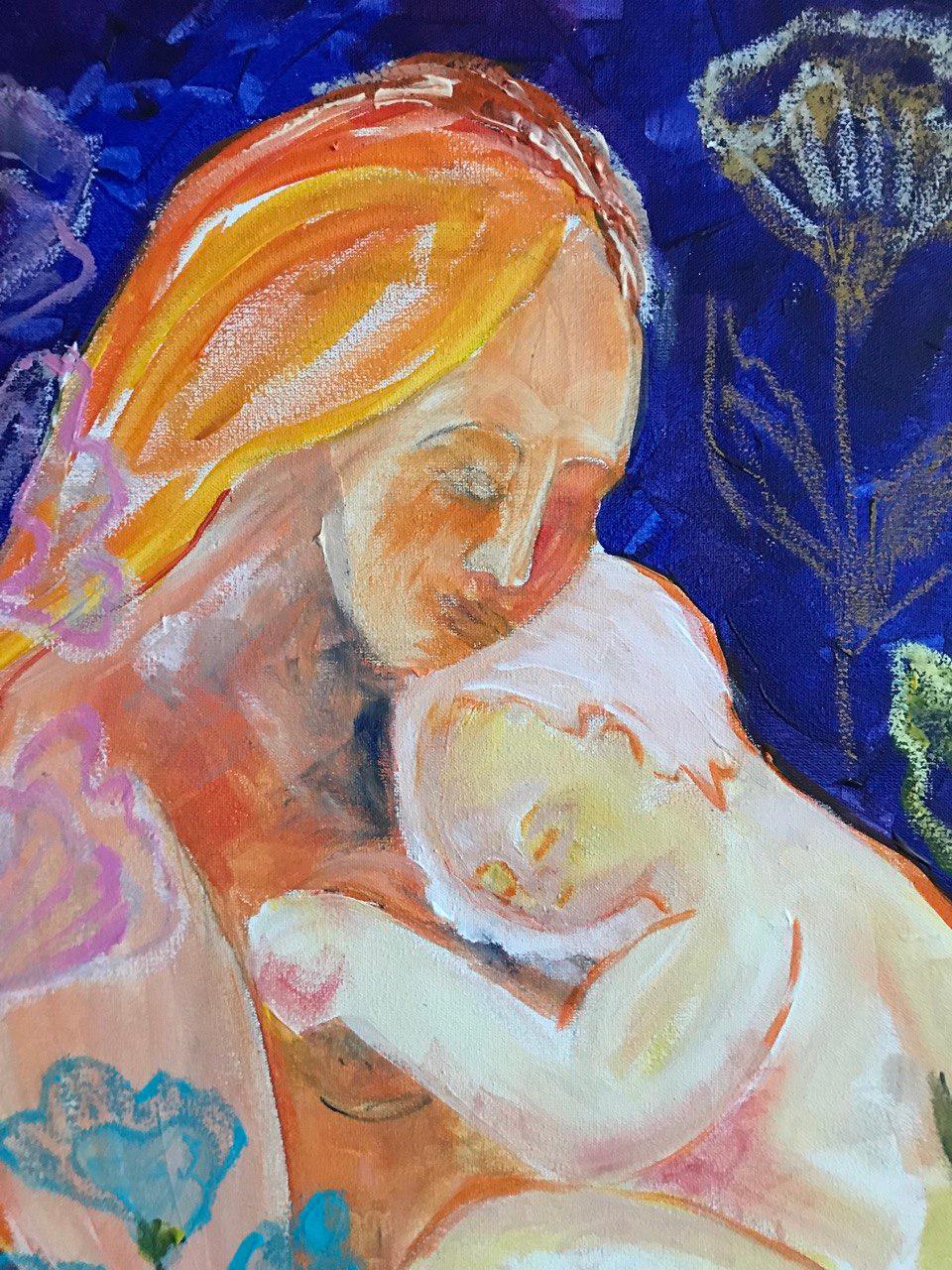 Mother's Embrace, Serie „Gardens of Resilience“, Originalgemälde  (Zeitgenössisch), Painting, von Tetiana Pchelnykova