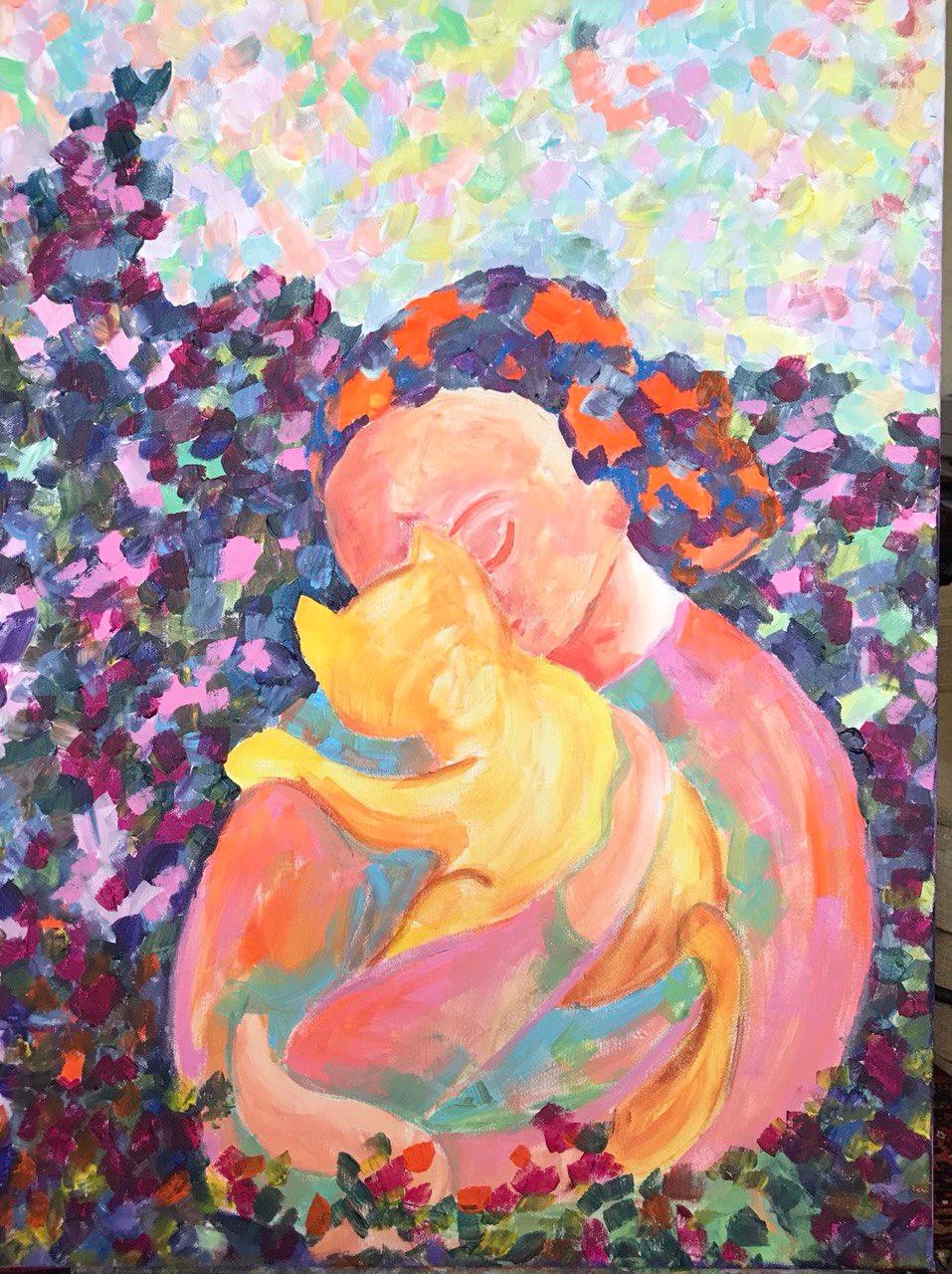 Tetiana Pchelnykova Nude Painting - My Ray of Hope "Gardens of Resilience" series, original painting