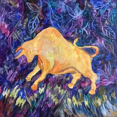 Myth's Majesty: Golden Bull original painting