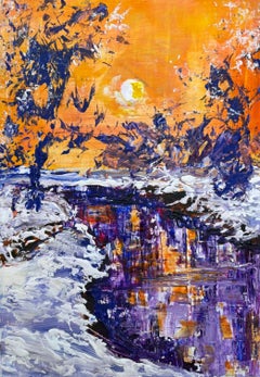 Cielo invernale arancione, Paesaggio invernale astratto