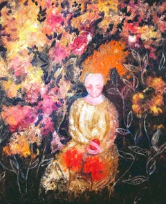 Red-haired girl, "Gardens of Resilience" series original oil painting