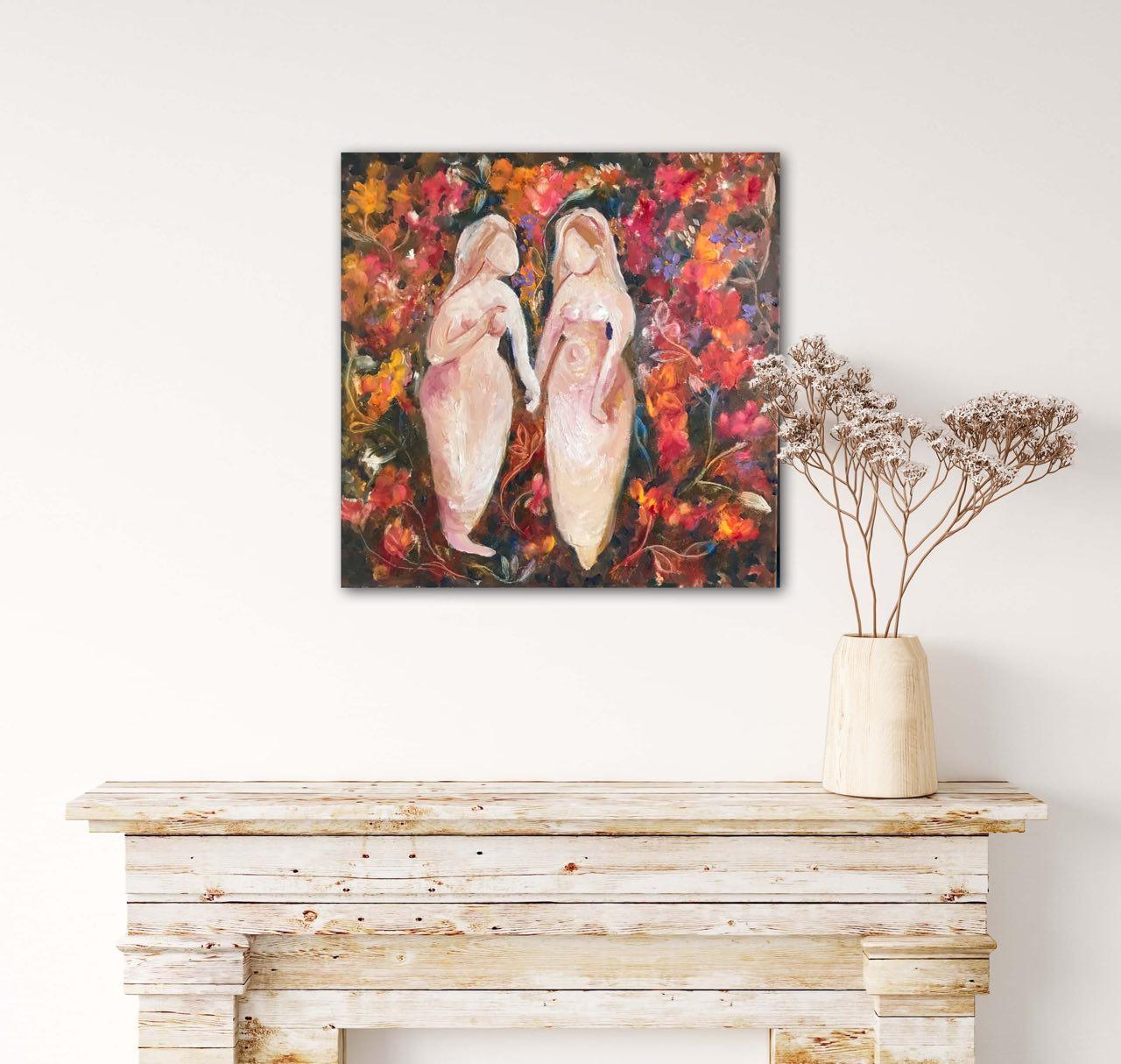 Sisters in the garden, „Gardens of Resilience“, Serie Original-Kunstwerke im Angebot 5