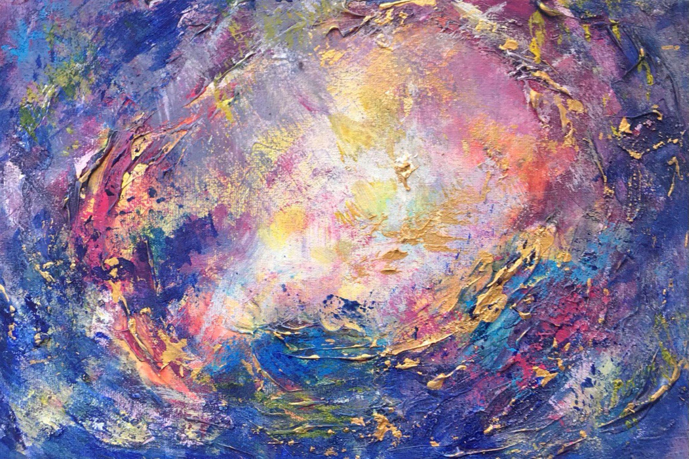 Tetiana Pchelnykova Abstract Painting – Sternengeflüster - Eine luminöse Erkundung des Nachthimmels