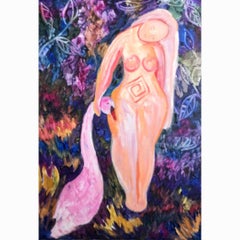 Antique Union: Woman and Swan "Myths" series, original painting by Tetiana Pchelnykova