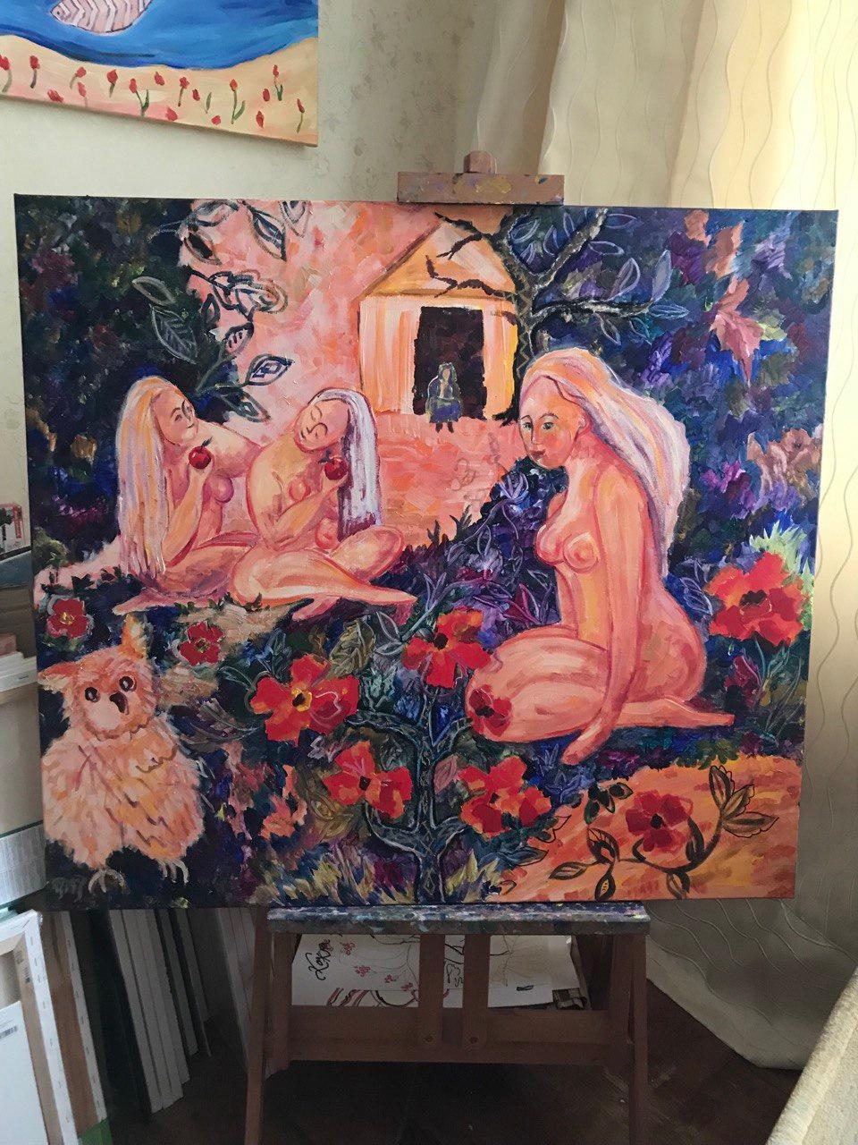 Whispers of Time: The Gathering, original painting by Tetiana Pchelnykova For Sale 8