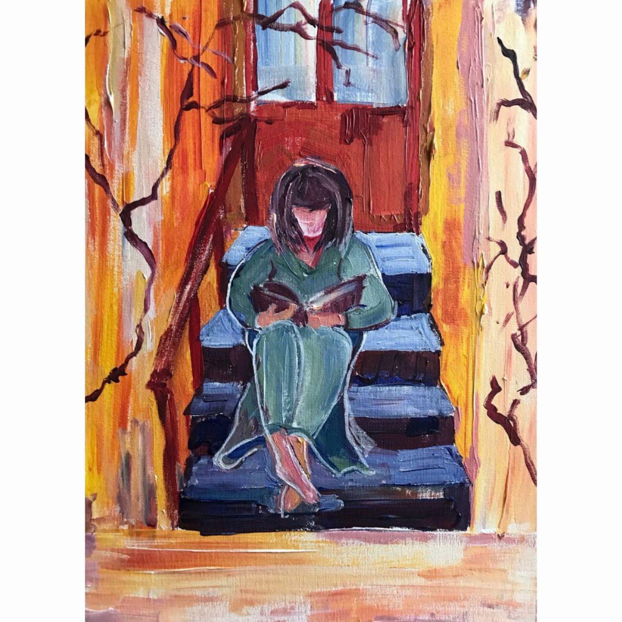 Tetiana Pchelnykova Figurative Painting - With book, "The Joy Series: A Journey to Inner Happiness" series 