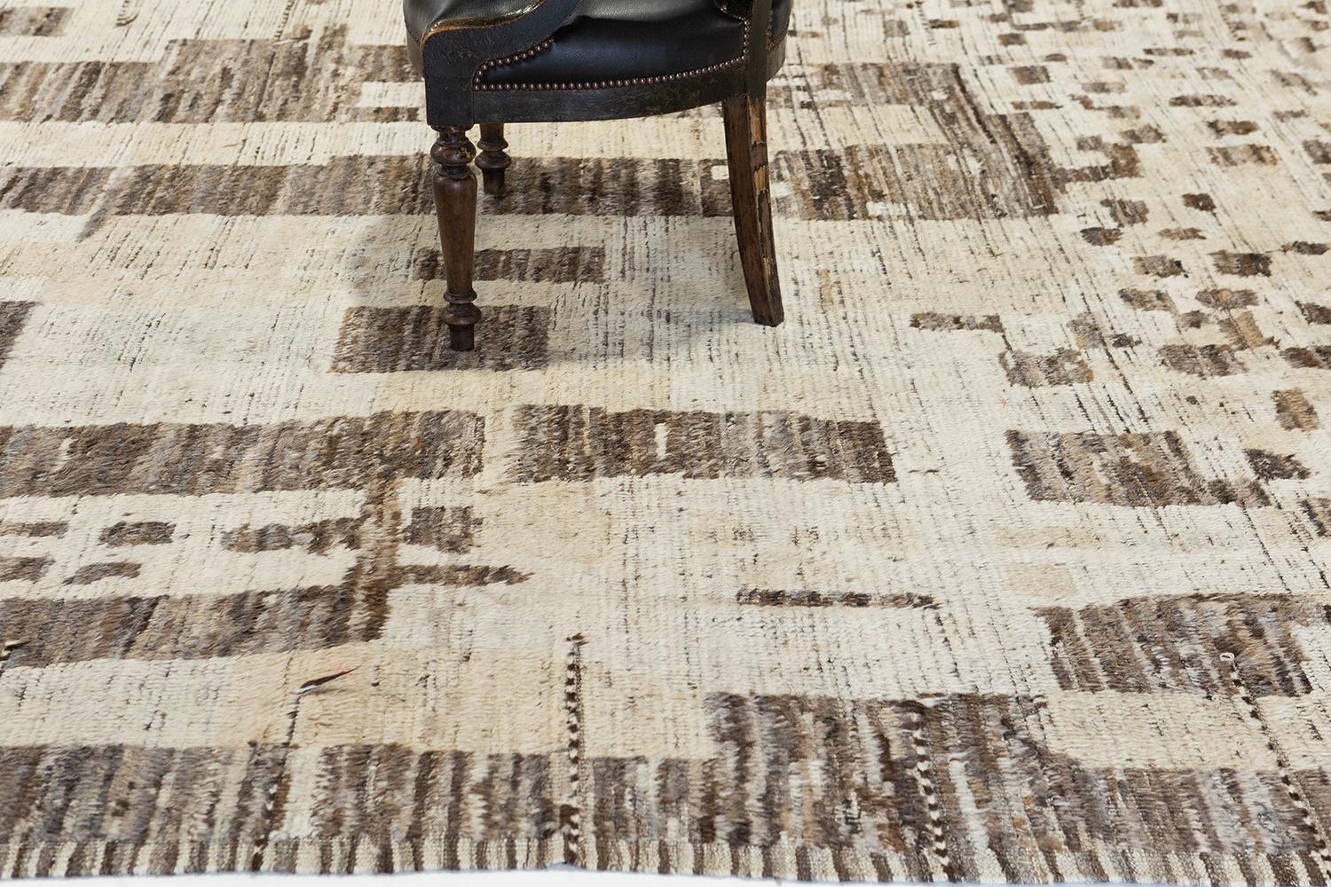 'Tetouan' is a beautifully textured wool shag combining unique design elements for the modern design world. Its weaving of natural earth tones and playfulness with shapes is suitable for many interiors and is what makes the Atlas Collection so