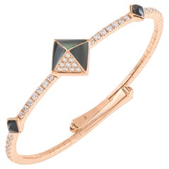 Tetra Apex Bangle with Grey Mother of Pearl and Diamonds in 18K Rose Gold