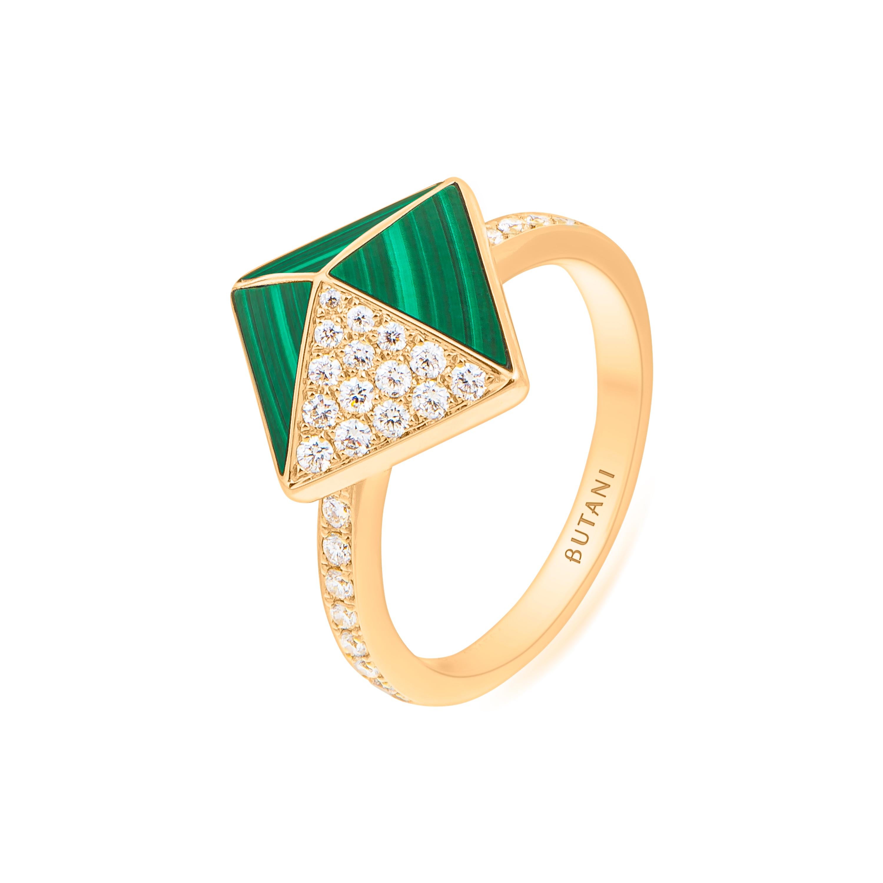 Through graphic, contemporary lines, Butani’s Tetra collection celebrates the beauty of symmetry while reimagining classic motifs of the past. 

With a powerful elegance, the Tetra Apex Ring draws eyes and forms a striking focal point on the finger.