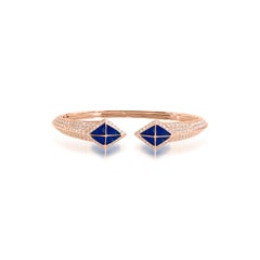 Tetra Hydra Bangle with Lapis Lazuli and Diamonds in 18k Rose Gold