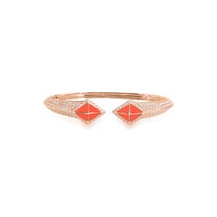 Tetra Hydra Bangle with Orange Coral and Diamonds in 18k Rose Gold