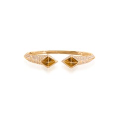 Tetra Hydra Bangle with Tiger Eye and Diamonds in 18k Rose Gold