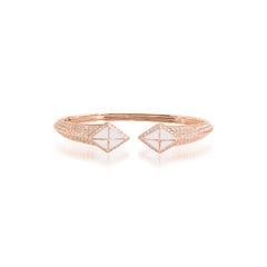 Tetra Hydra Bangle with White Agate and Diamonds in 18k Rose Gold