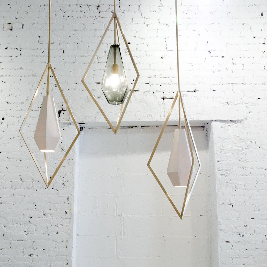 Other Tetra Pendant Lamp in Brass and Glass For Sale